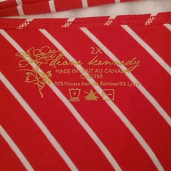 V-Neck A Line Tunic Orange/White size 2X - Picture 5 of 9